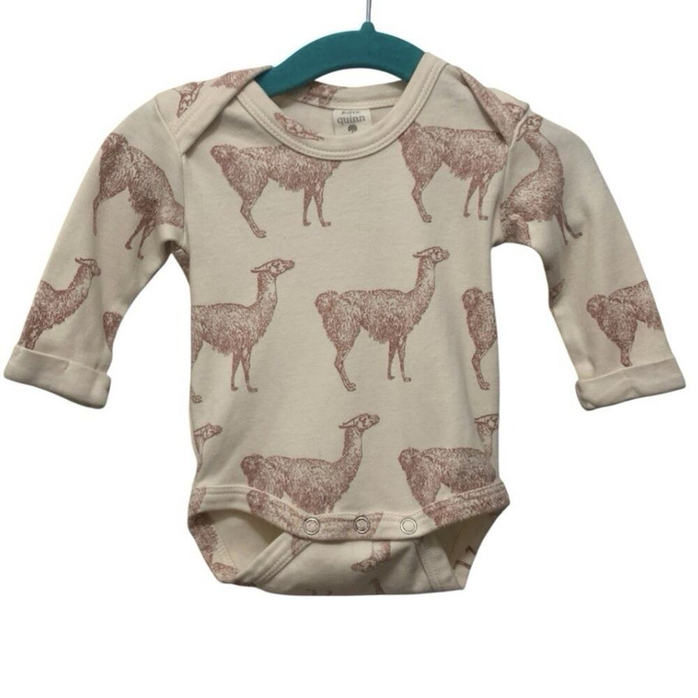 Kate Quinn Baby Sz 0-3M Bodysuit Llama Print Organic Cotton Long Sleeve